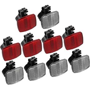 10pcs Bicycle Front Rear Reflector Kit Mountain Bike Safety Warning Reflectors for Handlebar Seatpost and Night Cycling Red and White Item Replacement