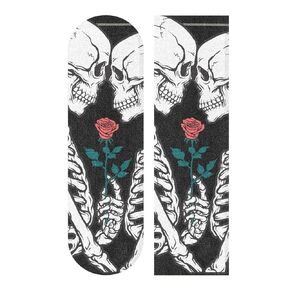 ALAZA Skeleton Skull Rose Skateboard Grip Tape Sheets 44"X 10" Graphic Longboard Griptape Bubble Free Anti-Slip Scooter Deck Sand Paper for Rollerboard