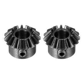 uxcell 2pcs Bevel Gear 0.8 Module 1:1 Reduction Rate 15T 5mm Hole Dia Bevel Pinion Gear 45# Steel, 45 Degree Steering Gear for Hardware Mechanical Rotation, Black