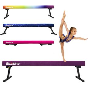 6ft Ultrasimple Adjustable&Foldable Balance Beam,High-Low Floor Beam Suede Gymnastics Equipment,No Tool Require, Gymnastics Beam for Training&Professional HomeTraining