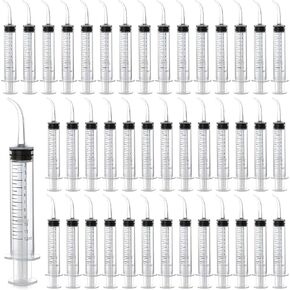 100 Pcs Dental Syringe with Curved Tip,12ml Disposable Irrigation Syringe with Measure Scale for Liquid, Oral Dental Care, Tonsil Stones Removing, Feed Small Pet,Lab