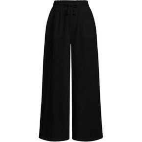 WDIRARA Girl's Drawstring Waist Tie Front Long Pants Straight Leg Trousers with Pocket