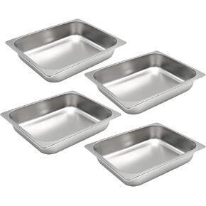 4pcs 1/2 Half Size 3.2'' Deep Steam Table Pans 304 Stainless Steel Catering Food Pan Buffet Pan for Hotel Party Catering Supplies Steam Table Tray