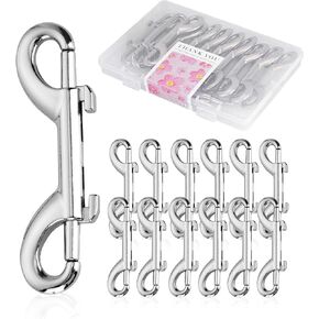 12 PCS Double Ended Snaps, 3.5 Inch Zinc Alloy Trigger Metal Clip, Silver Double Ended Snap Hooks for Pet Dog Leash, Water Bucket Hooks, Key Holder, Carabiner, Home, Farm, Other Indoor and Outdoor