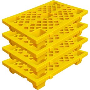 4 Pcs Plastic Pallets, Lightweight Waterproof Floor Pallet, Interlocking Storage Pad with Breathable Grids for Indoor and Outdoor, Garages, Kitchen and Basement