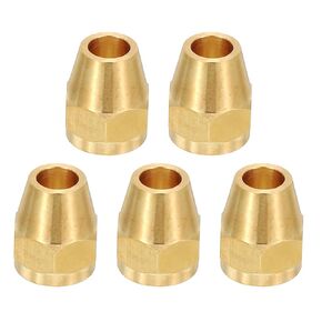 PATIKIL 5/16" Brass Flare Nut, 5Pcs 45 Degree Short Flare Tube Fitting Pipe Fittings for Air Conditioner, Water, Air, Oil, Gas Line, Brass Tone