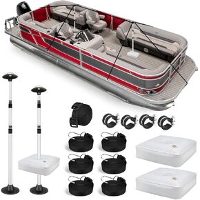 Boat Cover Poles Adjustable Boat Cover Support Poles Pontoon Boat Cover Support System Pontoon Support Poles for Boat Cover Support with Straps and Weight Bag for Pontoon,Jon Boat,V Hull Boat, 2 Pack