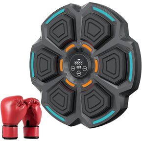 2025 New Model Smart Music Boxing Machine for Adults and Kids, Training Machine with LED Electronic Wall Mounted, Home Indoor Workout Equipment with Premium Boxing Gloves (Black 06)