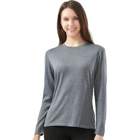 Womens 100% Merino Wool Base Layer - Midweight Merino Wool Thermal Long Sleeve Shirts for Women Top, Ultra Comfort