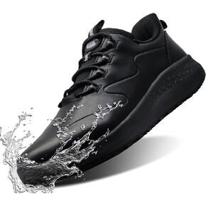 Non Slip Work Shoes for Women Slip on Waterproof Kitchen Chef Restaurant Walking Sneakers Comfortable Food Service Working Footwear Leather Nursing Shoe