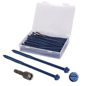50 Pack 1/4" * 6" Hex Head Concrete Screw Anchor, Concrete Screws, Blue Flat Head Screws, Slotted Concrete Screws for Anchoring to Masonry, Block or Brick