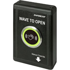 Seco-Larm SD-9773-KNEVQ Enforcer Surface-Mount Wave-to-Open Sensor; Manual Override Button; Adjustable Sensor Range up to 6"; LED Illuminated Sensor Area; Aluminum Alloy and ABS Plastic Housing