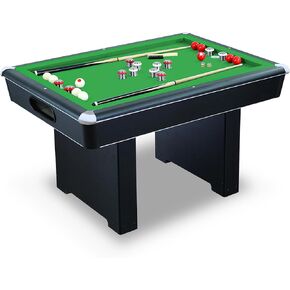 Hathaway Renegade 54-in Slate Bumper Pool Table – Includes Cues, Billiard Balls, Accessories – Multi Game for Adults & Kids – Rubber Action Bumpers – Family Game Room – Green Felt with Black Finish