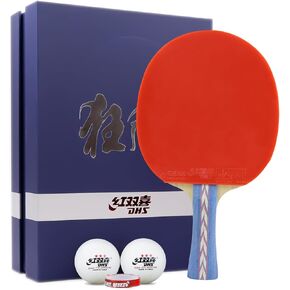 DHS Ping Pong Paddles Professional Table Tennis Racket with Hurricane Rubber Carrying Case - ITTF Approved Rubber for Tournament Play
