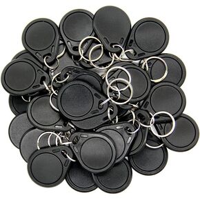 13.56MHz RFID Key Fob F08 Token Key Tags UID Read Only for Access Control System - Black (Pack of 50)