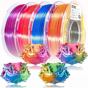 Silk PLA Filament Multicolor, 3D Printer Filament Rainbow PLA Filament 1.75mm +/- 0.02mm, 3D Printing Filament 1kg/2.2lbs