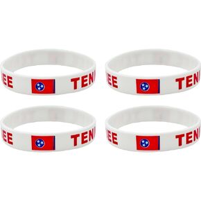 4 Pcs Tennessee State Flag Rubber Bracelets,State Flag Silicone Bracelet, Rubber Wristbands Patriotic Decorations Gift.