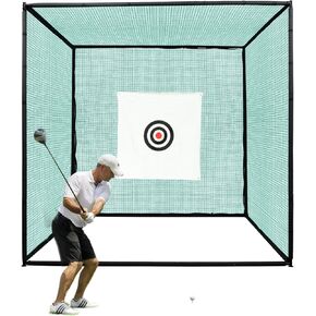 Golf Practice Net with Impact Net, 10x10x10 Ft Batting Cage with Steel Frame for Backyard,Indoor/Outdoor Golf Simulator Enclosure for Full Swing and Chipping Training