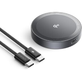 THREEKEY for MagSafe Charger, Qi2 Certified 15W Wireless Charger, Fast Charging Pad Compatible with iPhone 16 Pro Max/16 Pro/16/16 Plus/15/14/13/12 Series, Magnetic Charger with 5FT USB-C Cable, Black