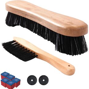 Billiard Pool Table Brushes for Rail Cleaning - Bonus Cue Chalk Cubes and Pool Table Spot Dot Stickers