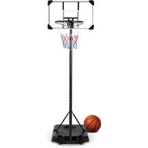 Basketball Hoop 28IN Basketball Goal Basketball Hoop Outdoor with 5.8ft-7ft Height Adjustable Basketball Backboard & Wheels Basketball Equipment for Adults Indoor Outdoor Gym Use