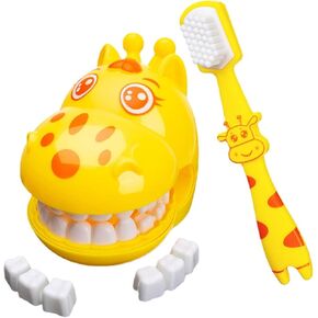 Yellow Demonstration Teeth Model, Giraffe Brushing Teaching Teeth Model, Hygienic Habit Cultivation Role Play Game, Early Development and Activity Toy for Children, Gift