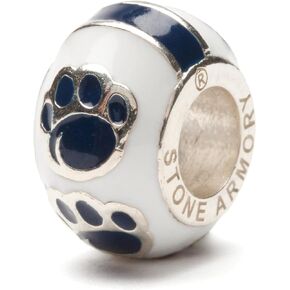 Penn State Charms for Charm Bracelets - Penn State Paw Print Bead - Hypoallergenic Stainless Steel Charms - Penn State Gifts for Women