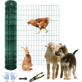 Tongmo 2 ft x 100 ft Green PVC Coated Welded Wire Fence, 16GA Garden Chicken Wire Fence Roll, Mesh Size 2" x 4" Hardware Cloth, Ideal for Yard Protection and Poultry Netting