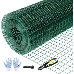 Tongmo 48" x 100' Green Chicken Wire Fencing, 19 Gauge Green Wire Fence, 1"x1" Mesh Size Metal Welded Wire Garden Fence Roll, Poultry Netting for Rabbit/Duck/Chicken