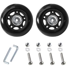 64 x 18mm 2 Pcs Luggage Suitcase Replacement Wheels, Rubber Swivel Caster Wheels Bearings Repair Replacement Parts for Carry-on Roller Bag, Suitcase Bag, Trolley Bag
