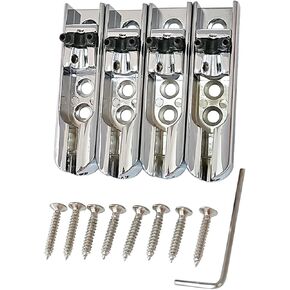 HXBER 4pcs Bass Guitar Bridge Individual Bass Bridge Guitar Bridge Single Individual Tailpiece Single String Bass Bridge Bass Guitar Saddles Compatible with 4 String Electric Bass Guitar Accessories
