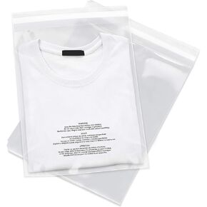 Spartan Industrial - 9" X 12" (100 Count) Self Seal Clear Poly Bags with Suffocation Warning for Packaging, T Shirts - Permanent Adhesive