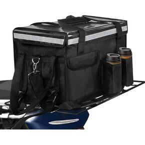 Insulated Bags for Food Delivery with Cup Holder 17.3" x 13.5" x 12.5", Support Frame & Hard Bottom Plate, Waterproof Commercial Insulated Food Delivery Bag Drink Carriers for Doordash w/Divider
