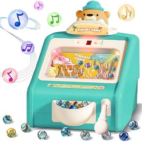 Mini Pinball Machine for Kids Ages 3-12, Electronic Tabletop Arcade Games for Home with Lights & Music, Board Game with 30 Pinballs, Active Toy for Toddlers, for Boys Girls (Pink)
