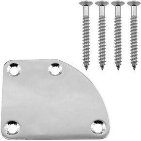 Guitar Hole Curved Neck Plate Neck Plate Stainless Steel Guitar Neck Plate Neck Reinforcement Plate Electric Guitar Part Replacement TV Neck Plate 1PCS