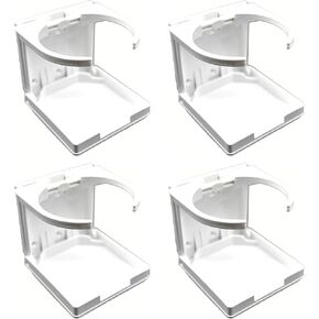 MARINE CITY Adjustable Arms Folding Cup Drink Holder - White ABS Plastic, Fits 2-5/8 to 3-1/2 Inches - Perfect for Ships, Marines, Watercrafts, and RVs - Pack of 4
