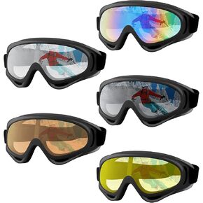 5 Pack Ski Goggles, Snowboard Snow Goggles for Men Women Kids Adult Youth, UV Protection Anti-fog Motorcycle Goggles