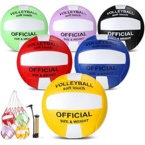 Junkin 6 Pack Volleyballs Official Size 5 Waterproof Soft Volleyball with Pump and Net Bag Outdoor Indoor Beach Gym Game Training Sport Gift for Adults in Kuwait