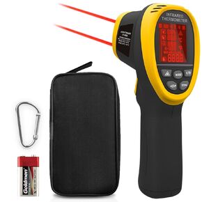 Infrared Thermometer, High Temp Thermometer Pyrometer -58℉~1472℉ (-50℃~800℃),Distance Spot Ratio 16:1, Non-Contact Thermometer w/Humidity, Ambient Temperature & Dew Point, Temp Alarm【NOT for Human】