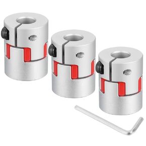 uxcell 3pcs D20 L25 8mm to 8mm Flexible Plum Shaft Coupling Aluminum Motor Connector Flexible Spider Coupler for 3D Printer CNC Machine and Servo Stepper Motor (Silver Tone/Red)