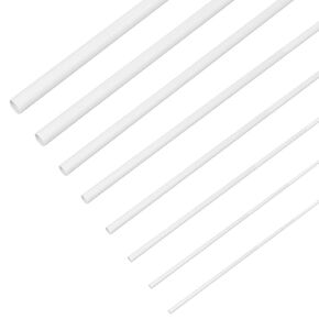 OLYCRAFT 32Pcs White ABS Plastic Round Hollow Tube Length 11.8 Inch Diameter 2/2.5/3/4/5/6/8/10mm Plastic Model Tube White Plastic Rods Round Bar Hollow Tubing Rod for Architectural Model Making