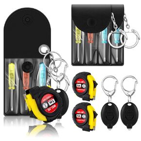 18 Mini Screwdriver Keychains Tape Measures Mini Tools Bulk for Adults Men Father Birthday Party Gifts