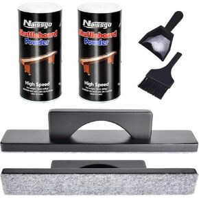 2 Pack High-Speed Shuffleboard Sand Set with Shuffleboard Brush, 14 Oz Shuffleboard Wax Powder Fast with Shuffleboard Table Accessories-Shuffleboard Sweep, Small Brush and Small Plastic Pan