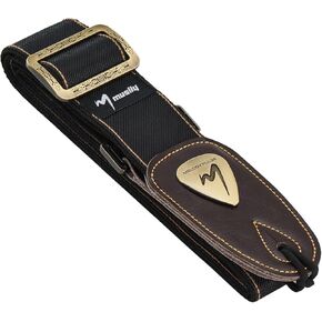 Guitar Strap, Discover Unrivaled Comfort with Premium Denim & Cotton for Bass, Acoustic & Electric Guitars - Durable Double-Layer Leather Ends & Eye-Catching Metal Embossed Logo! (Black) in Saudi Arabia