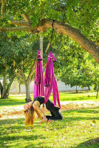 Core X - Heavy Duty & UV Protected Fabric Aerial Yoga Swing Workout Equipment for Strength & Balance - Home Gym Yoga Swing Set with Extra Long Daisy Chains for the Outdoors in Saudi Arabia