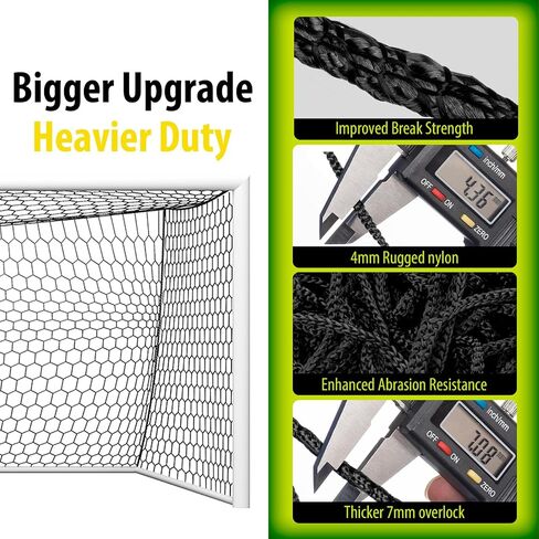 استبدال شبكة مرمى كرة القدم الاحترافية 24x8FT، 18.5x6.5FT [4 مم نايلون، 4 بوصات سداسية]، مقاومة الطقس المحسنة، قوة الكسر المحسنة، مقاومة فائقة للتآكل in Saudi Arabia