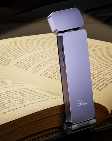 86lux Book Light, Rechargeable Clip-On LED Reading Light for Bed | 3 Color Temperatures with Stepless Dimming, Ultralight Bookmark Design for Book Lovers, Grey in Saudi Arabia
