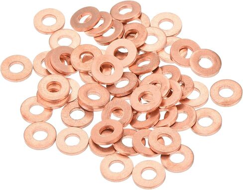 MECCANIXITY 52 Pcs Flat Copper Washers, 3x8x1mm Copper Upgraded Flat Metric Sealing Crush Ring Washers for Hydraulic Fittings Screw Bolt Nut Electronic Repair in Saudi Arabia
