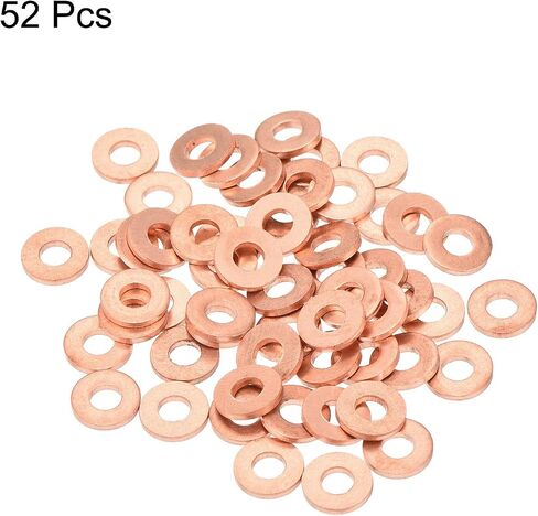 MECCANIXITY 52 Pcs Flat Copper Washers, 3x8x1mm Copper Upgraded Flat Metric Sealing Crush Ring Washers for Hydraulic Fittings Screw Bolt Nut Electronic Repair in Saudi Arabia