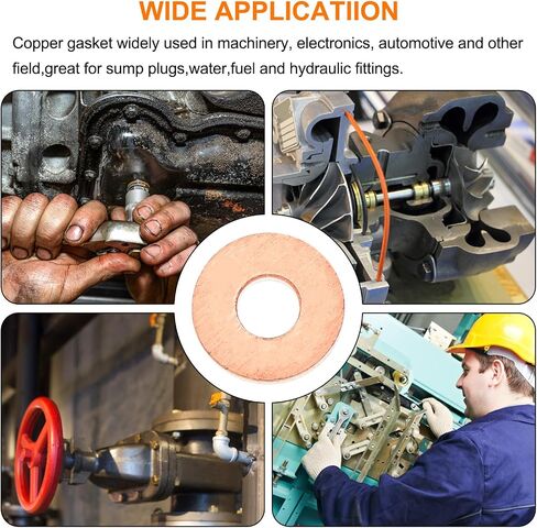 MECCANIXITY 52 Pcs Flat Copper Washers, 3x8x1mm Copper Upgraded Flat Metric Sealing Crush Ring Washers for Hydraulic Fittings Screw Bolt Nut Electronic Repair in Saudi Arabia